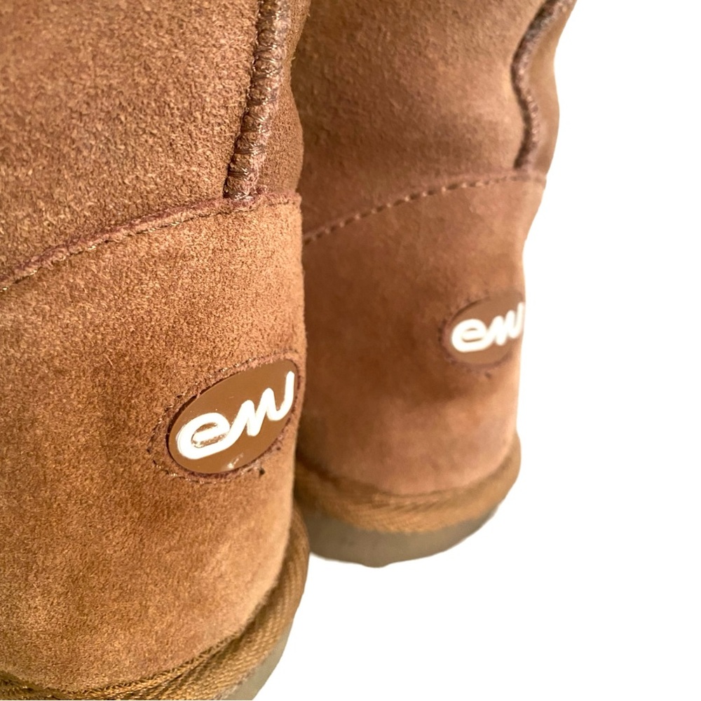 Emu Women’s Suede Boots 6 Mid Calf Camel Merino Wool Lined Leather Pull On New - Picture 5 of 6